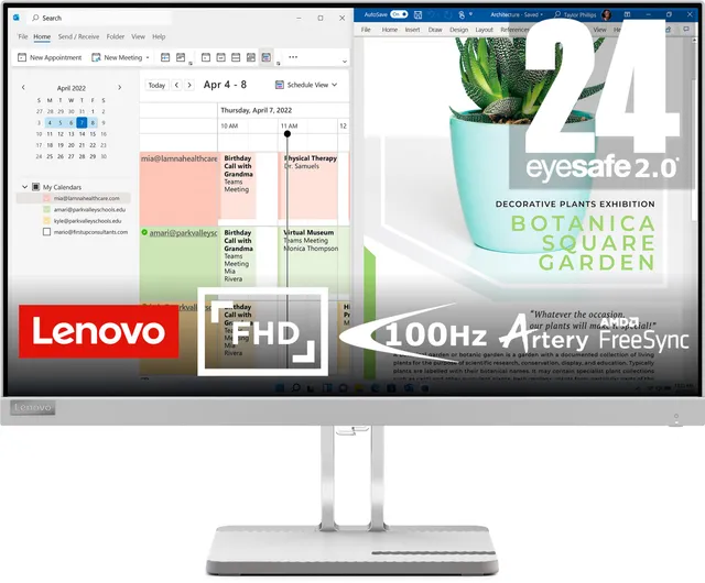 lenovo-l24e-40-cran-23-8-fhd-va-100hz-4-ms-freesync-socle-inclinable-gris-nuage image 1