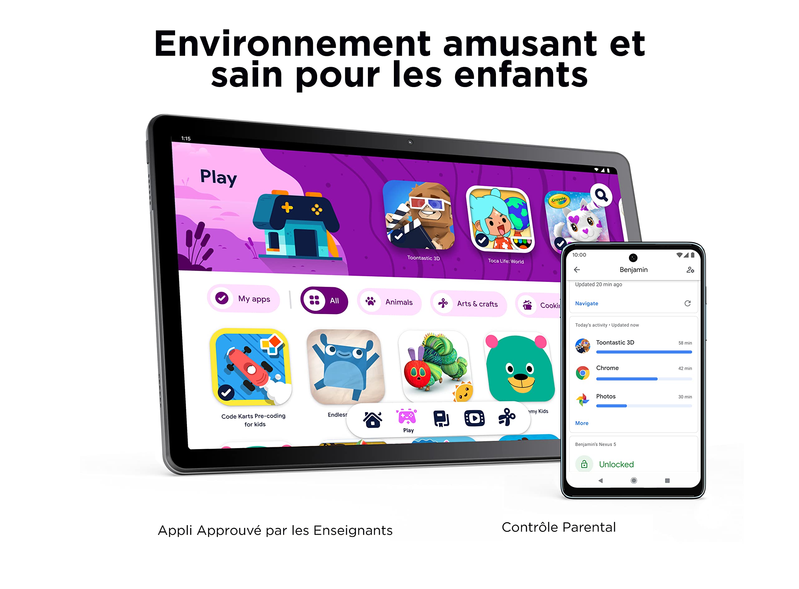 lenovo-tab-m10-3e-g-n-ration-tablette-android-10-1-wuxga-mode-enfant-google-kids image 4