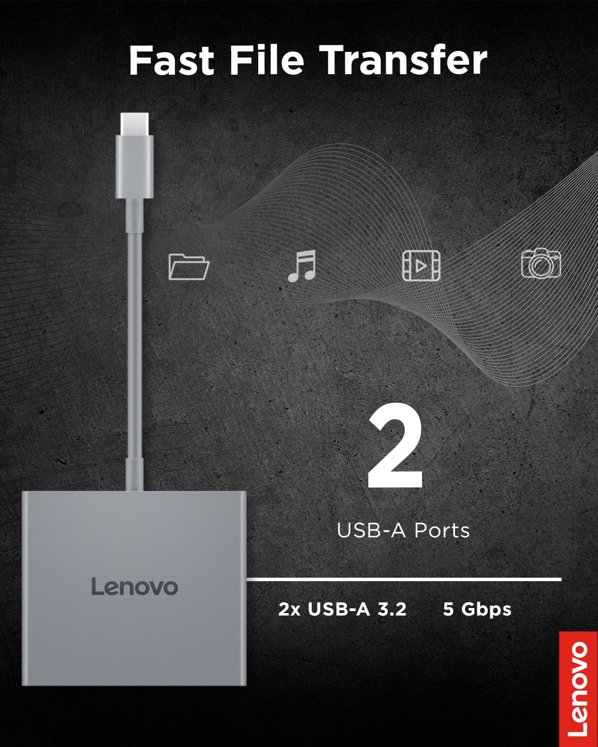 lenovo-hub-de-voyage-usb-c-4-en-1-avec-c-ble-int-gr-hdmi-4k-60hz-2x-usb-a-3-2-ja image 7