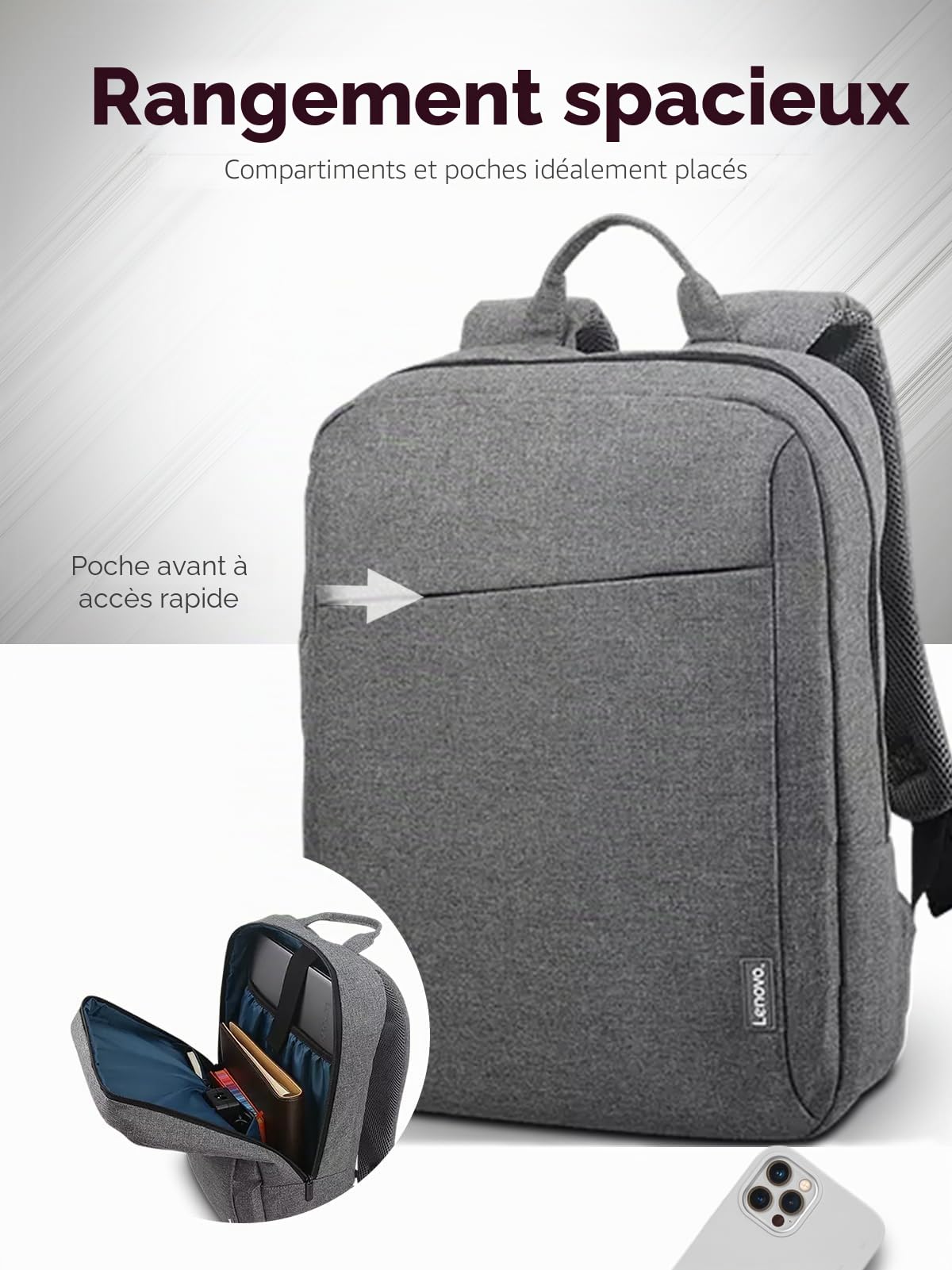 lenovo-casual-backpack-b210-sac-dos-15-6-hydrofuge-pour-ordinateur-portable-noir image 2
