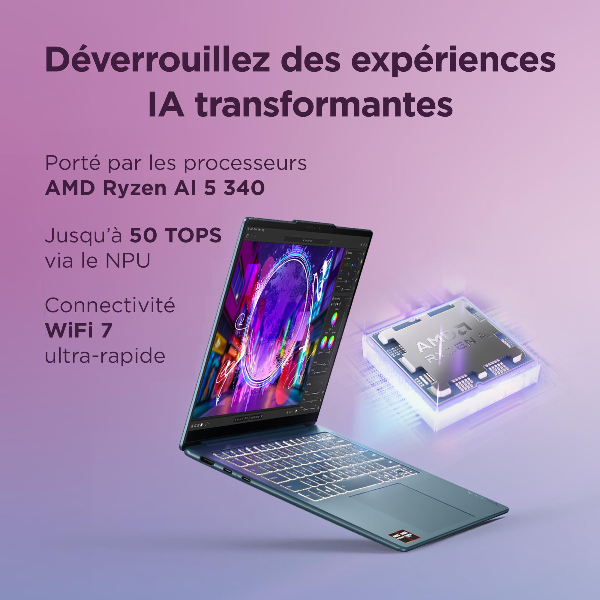 lenovo-yoga-slim-7-14akp10-ordinateur-portable-copilot-14-oled-wuxga-amd-ryzen-a image 3