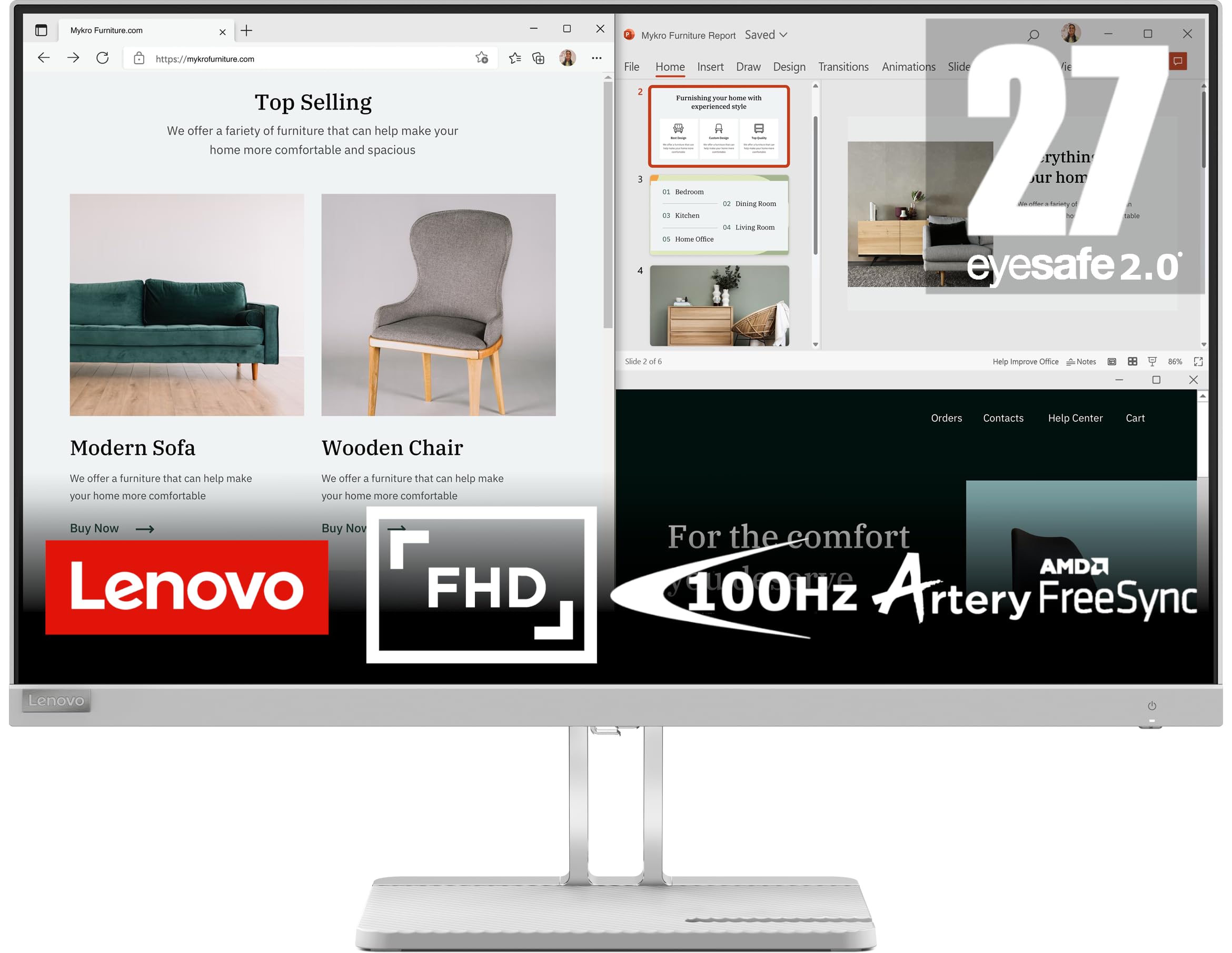lenovo-l27e-40-moniteur-full-hd-27-va-100-hz-1920x1080-4-ms-amd-freesync-antiref image 1