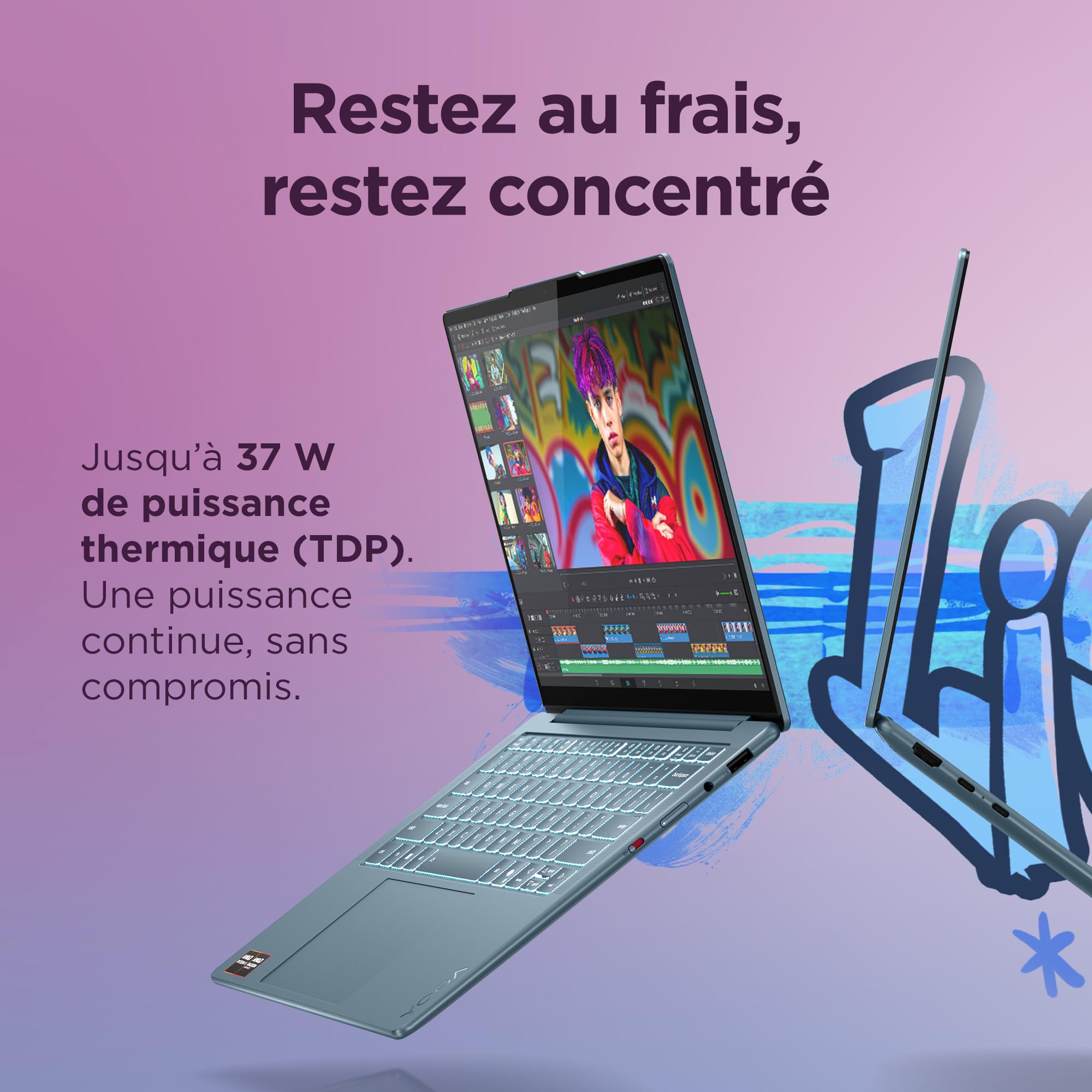 lenovo-yoga-slim-7-14akp10-ordinateur-portable-copilot-14-oled-wuxga-amd-ryzen-a image 2